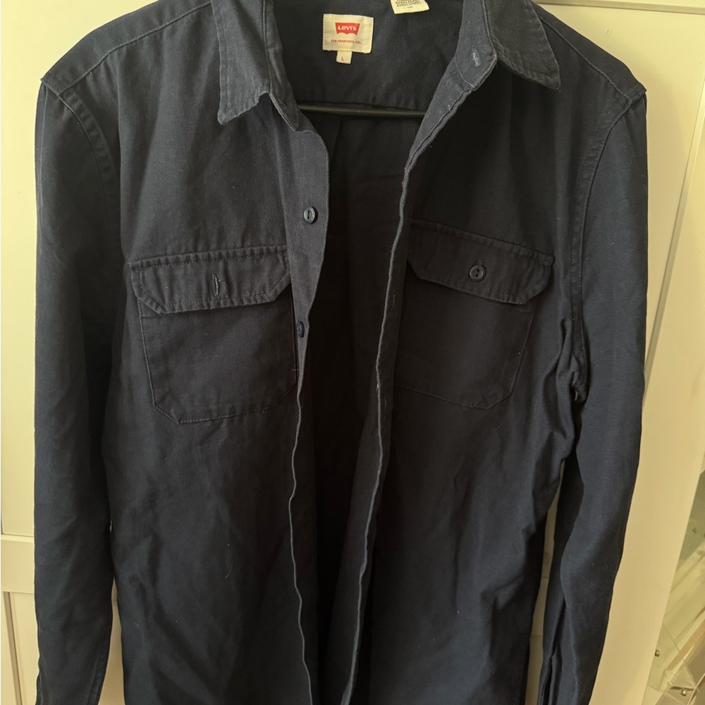 Levi's Men's Dark Navy Button-Front Shirt Jacket